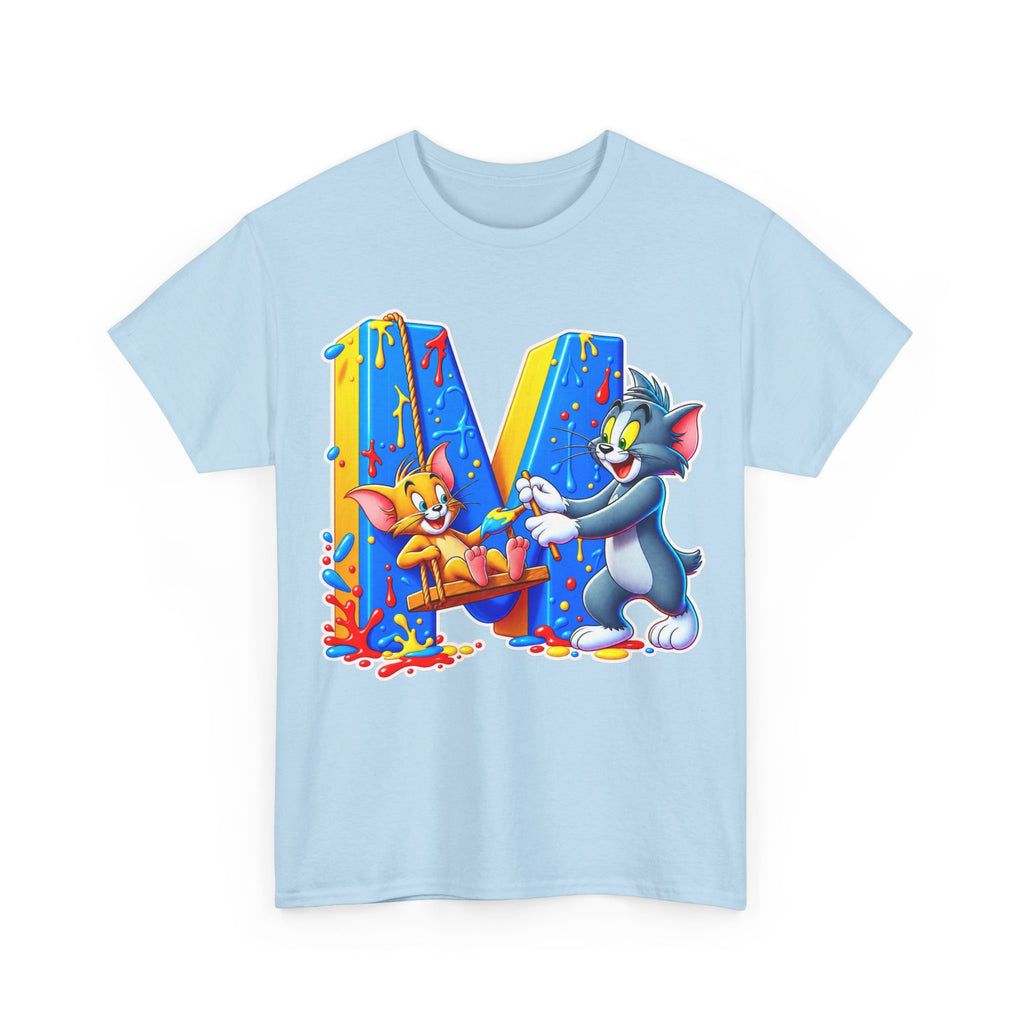 Tom & Jerry Letter M Cotton T-Shirt — Retro Cartoon Graphic Tee