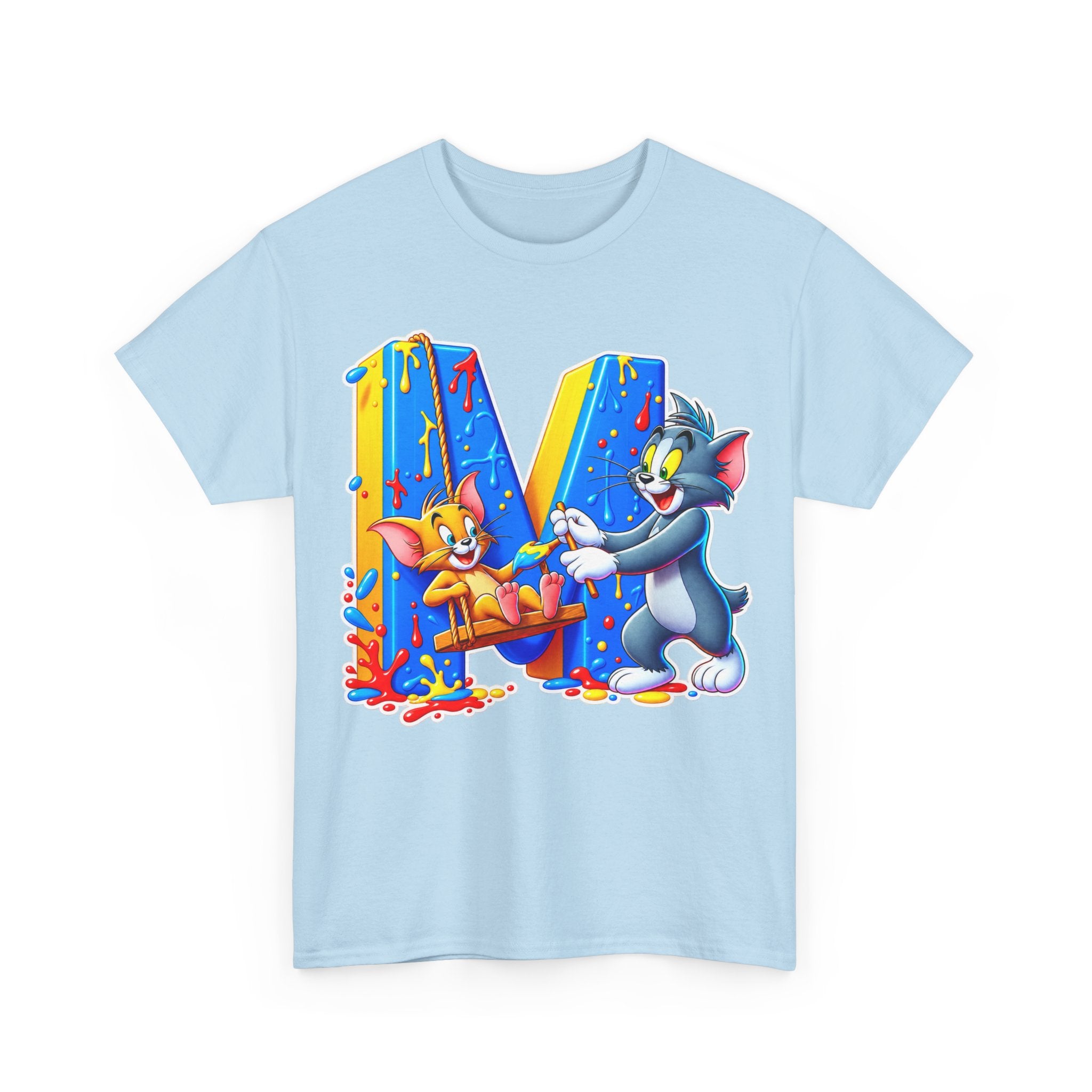 Tom & Jerry Letter M Cotton T-Shirt — Retro Cartoon Graphic Tee