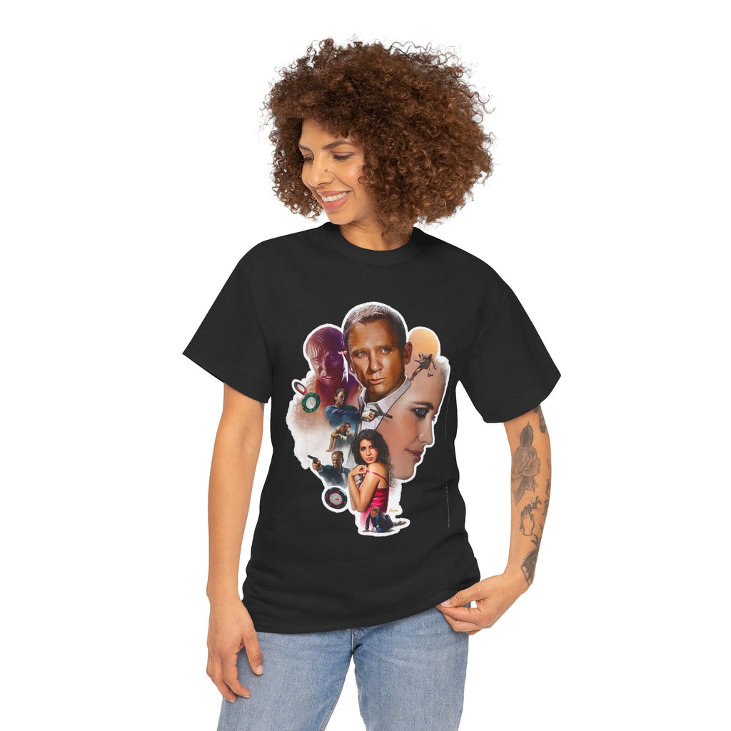 Jame Bond Movie Collage T‑Shirt — Vintage Film Noir Portrait Tee