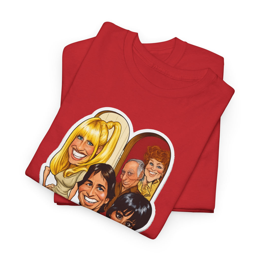 Three's Company Retro TV Tee — Vintage Sitcom Caricature T-Shirt