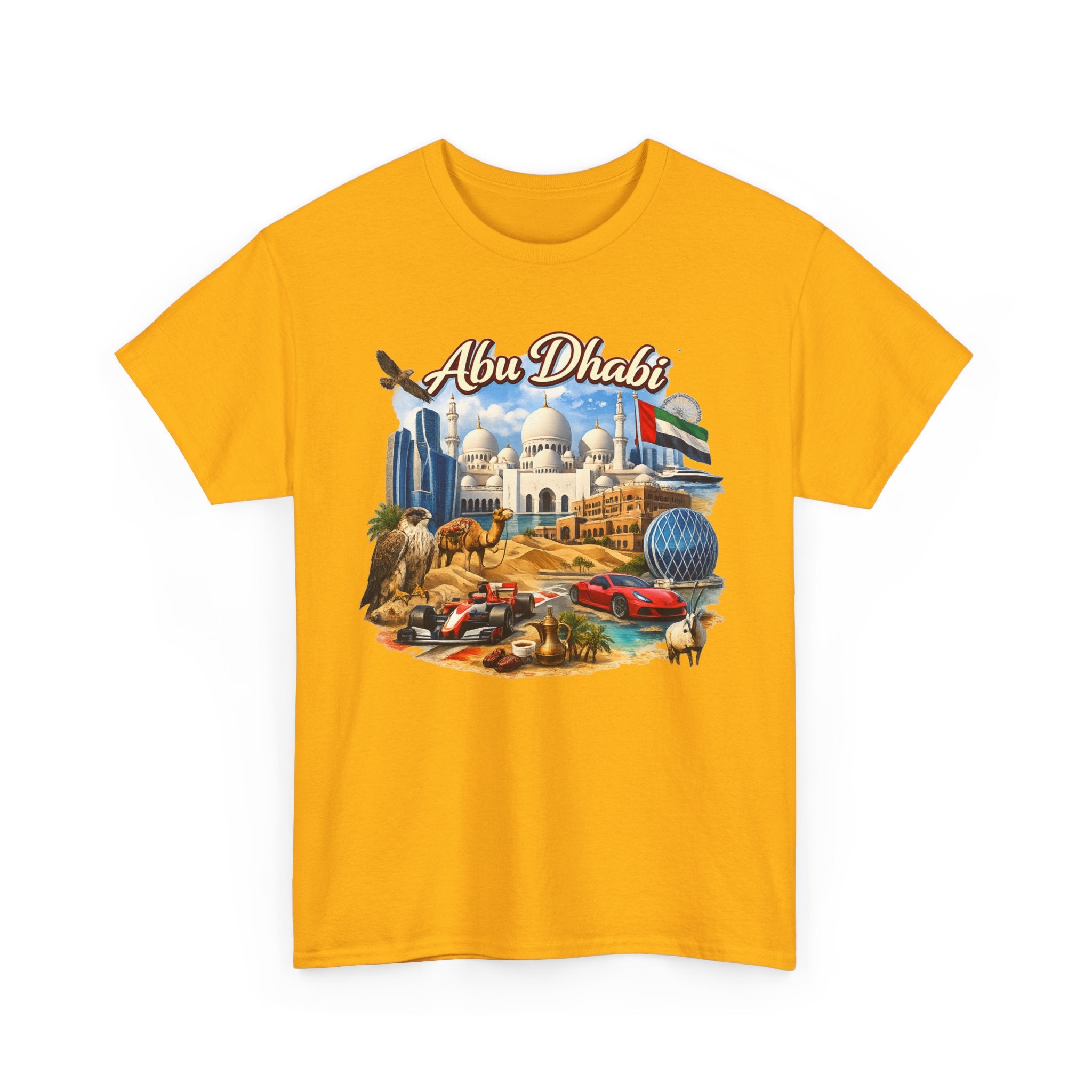 Abu Dhabi Landmark Collage T-Shirt — UAE Travel Souvenir Tee