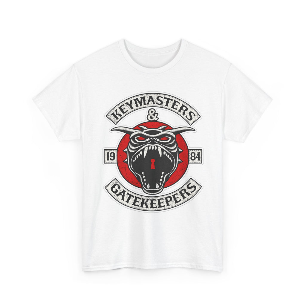 Keymasters & Gatekeepers Tee — Retro Demon Key Emblem Shirt (Since 1984)