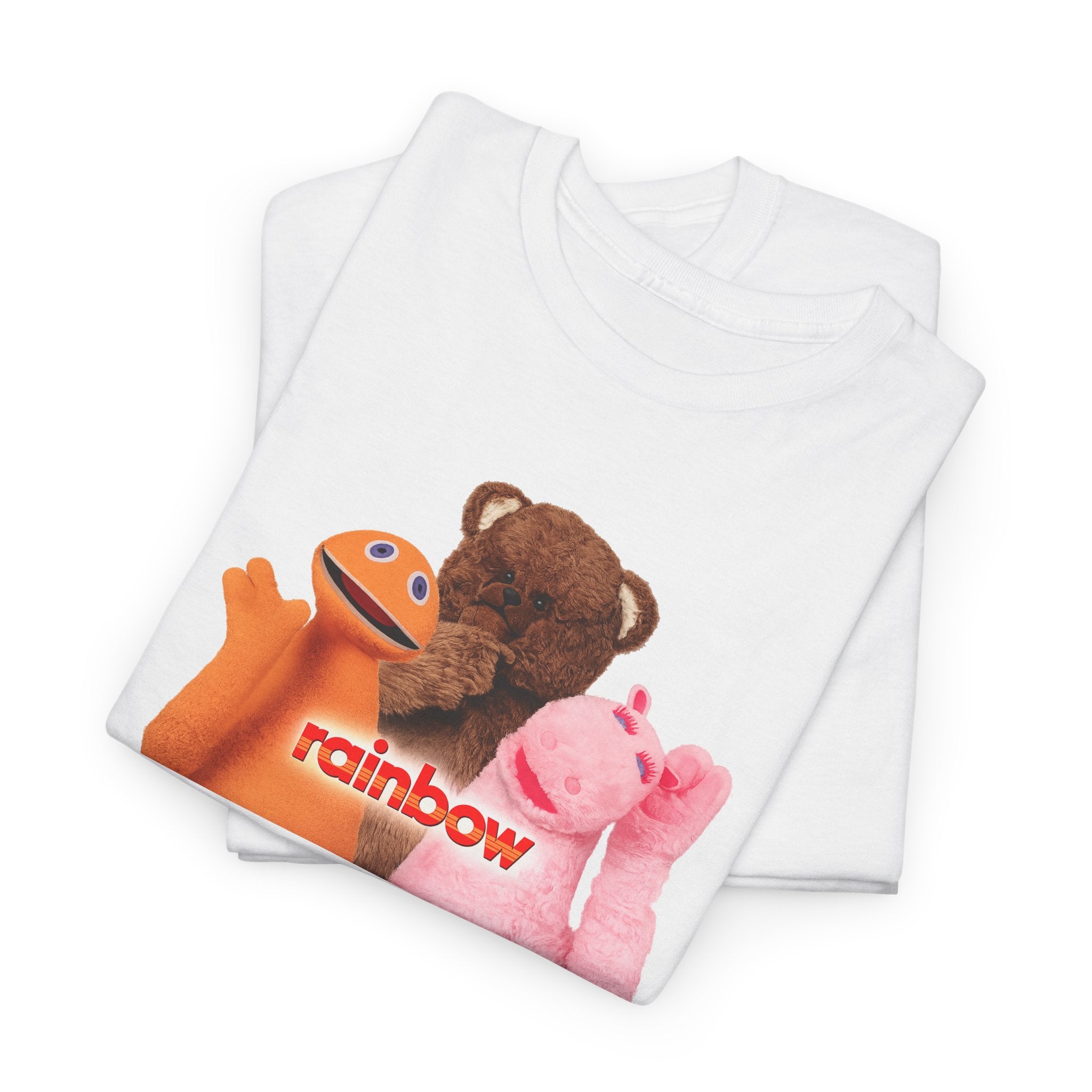 Rainbow Kids TV Zippy, George and Bungle Puppets T-Shirt — Cute Teddy & Hand Puppets Graphic Tee