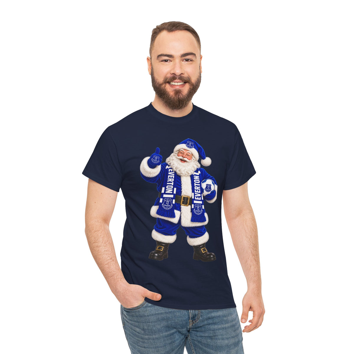 Everton Santa Scarf Christmas Tee - Holiday Vintage Santa T-Shirt