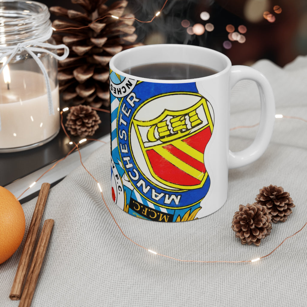 Manchester City Crest Collage Mug — Ceramic Coffee Cup (11oz & 15oz)