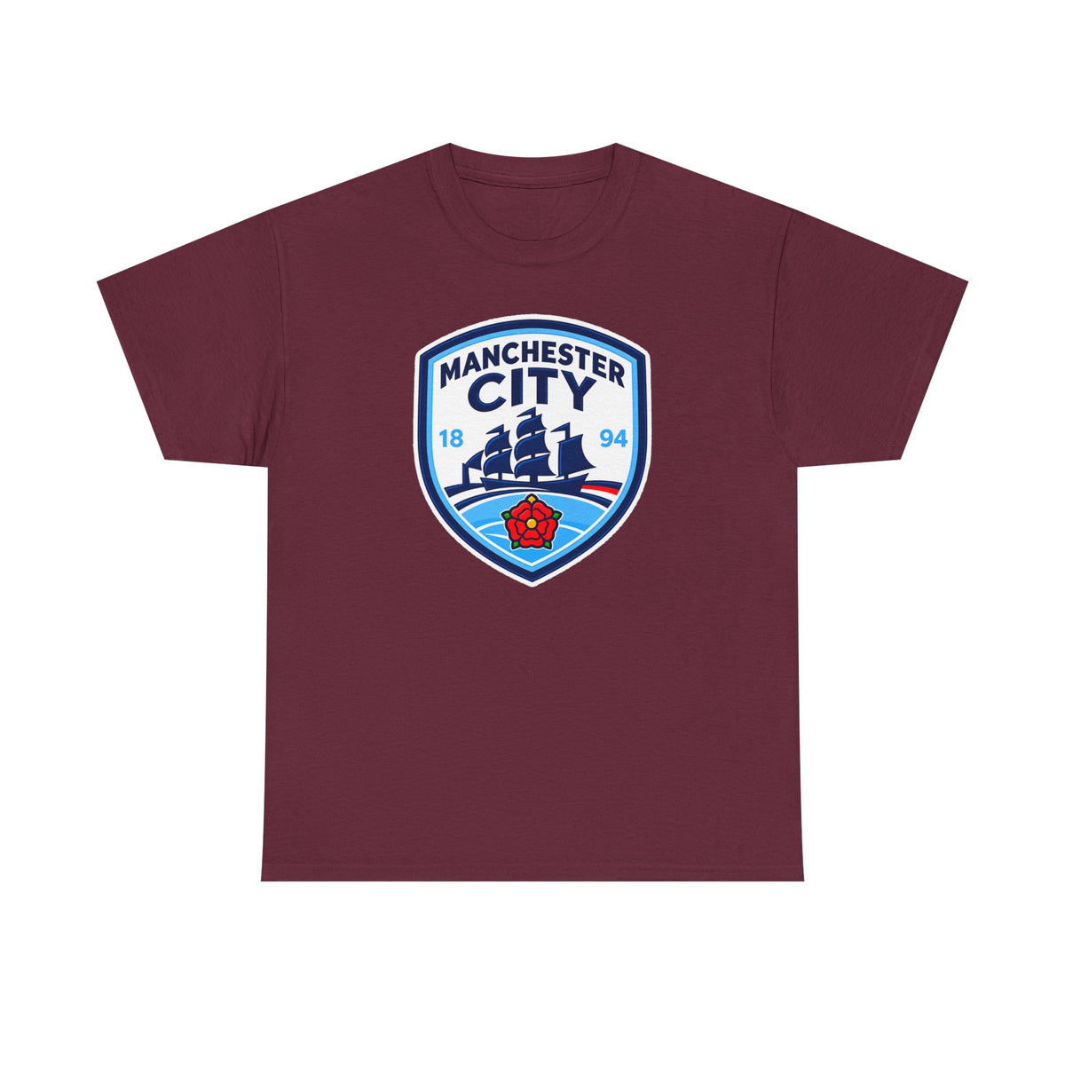 Manchester City Inspired Crest Cotton T-Shirt