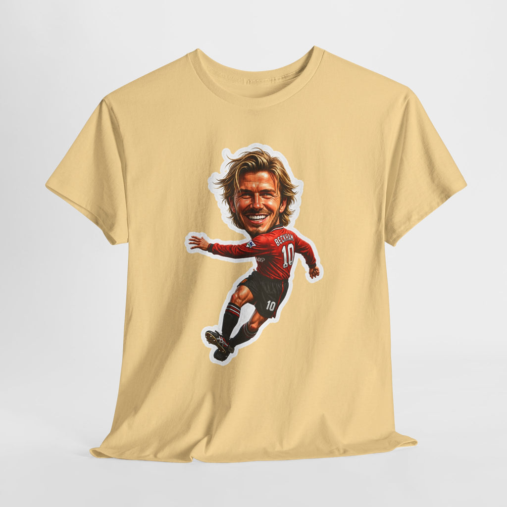Beckham Caricature Cotton T-Shirt — Retro Football Player Graphic Tee