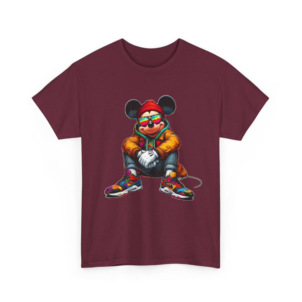Mickey Mouse Streetwear Graphic Tee — Hip-Hop Mouse Character Sitting in Sneakers