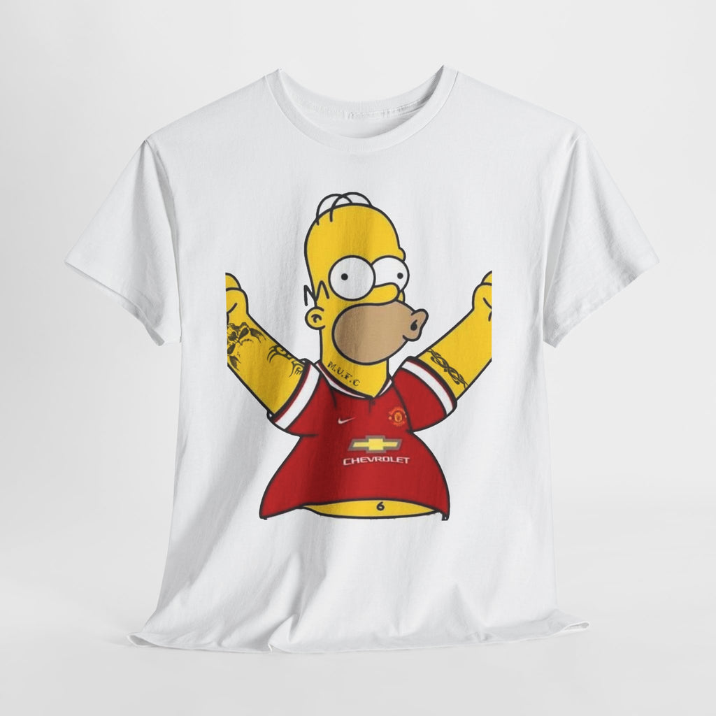 Homer Simpson Manchester Fan T-Shirt — Cartoon Football Supporter Tee