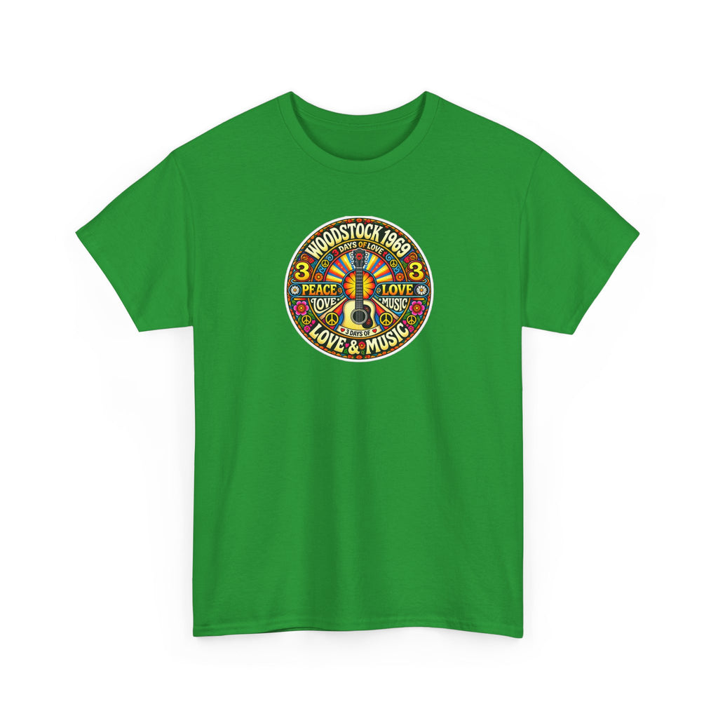 Woodstock 1969 Peace & Love Graphic Cotton T- Shirt / Tee