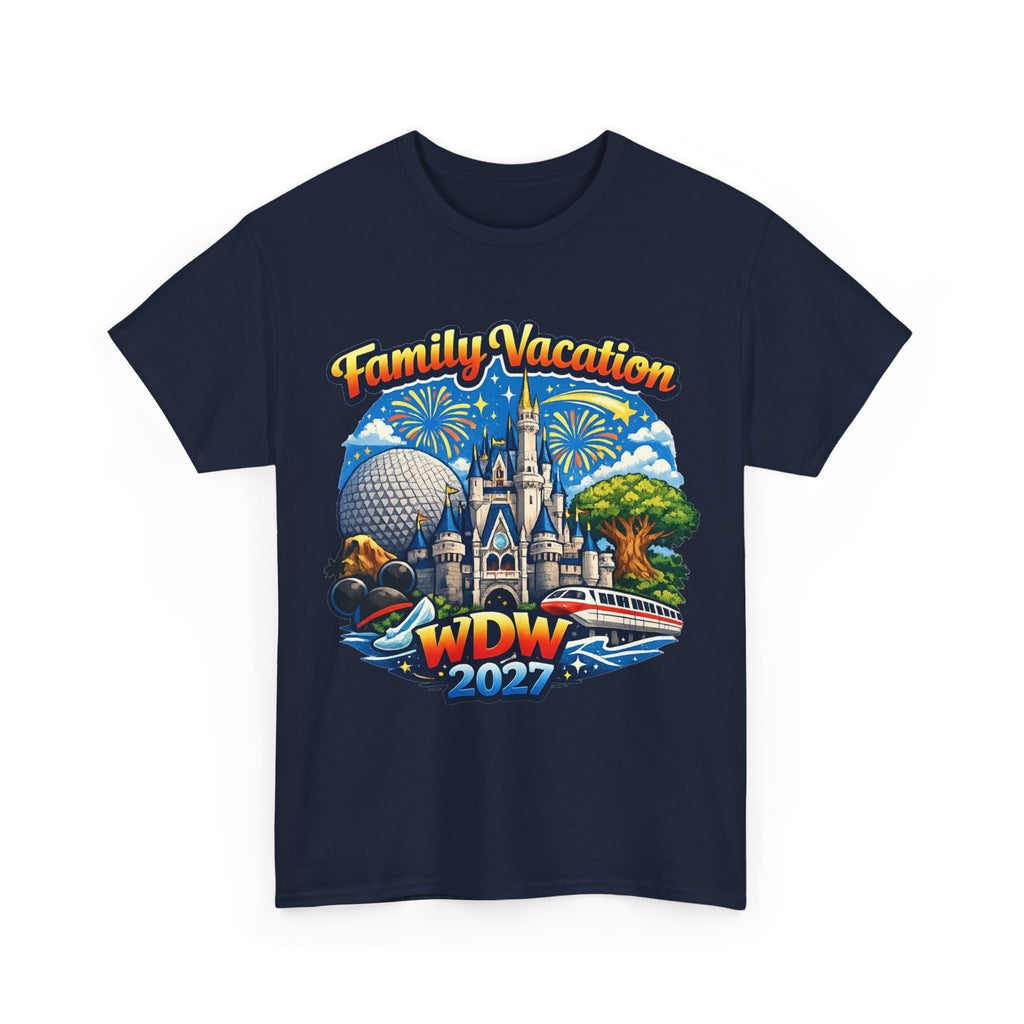 Family Vacation WDW 2027 T-Shirt – Disney Park Castle & Fireworks Vacation Tee