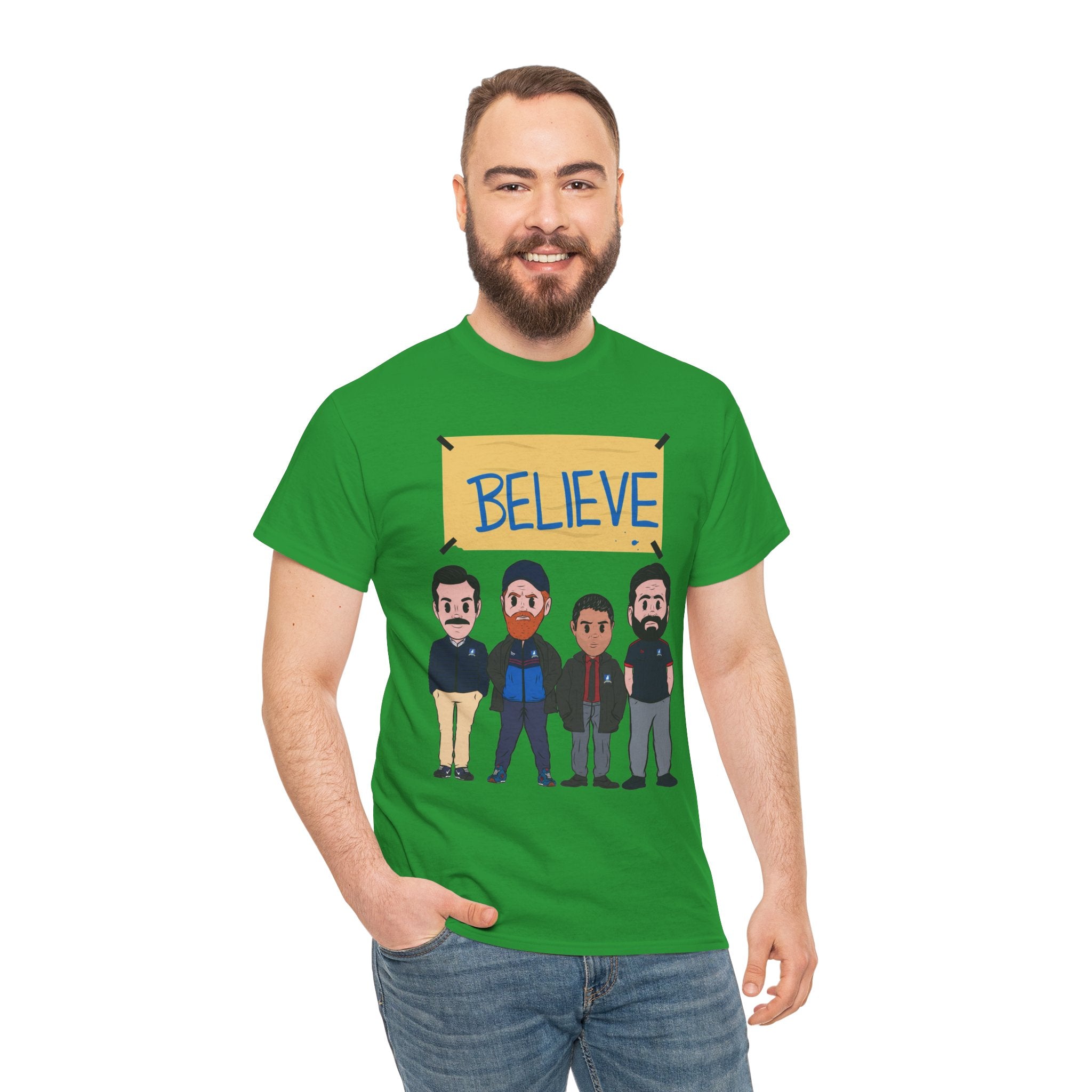Ted Lasso Inspired Believe Cartoon Band Cotton T-Shirt
