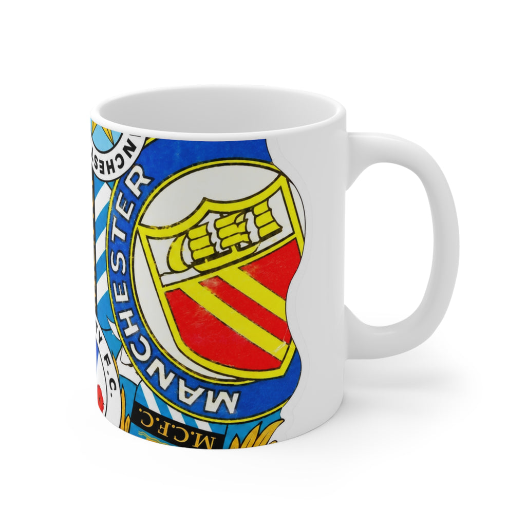 Manchester City Crest Collage Mug — Ceramic Coffee Cup (11oz & 15oz)