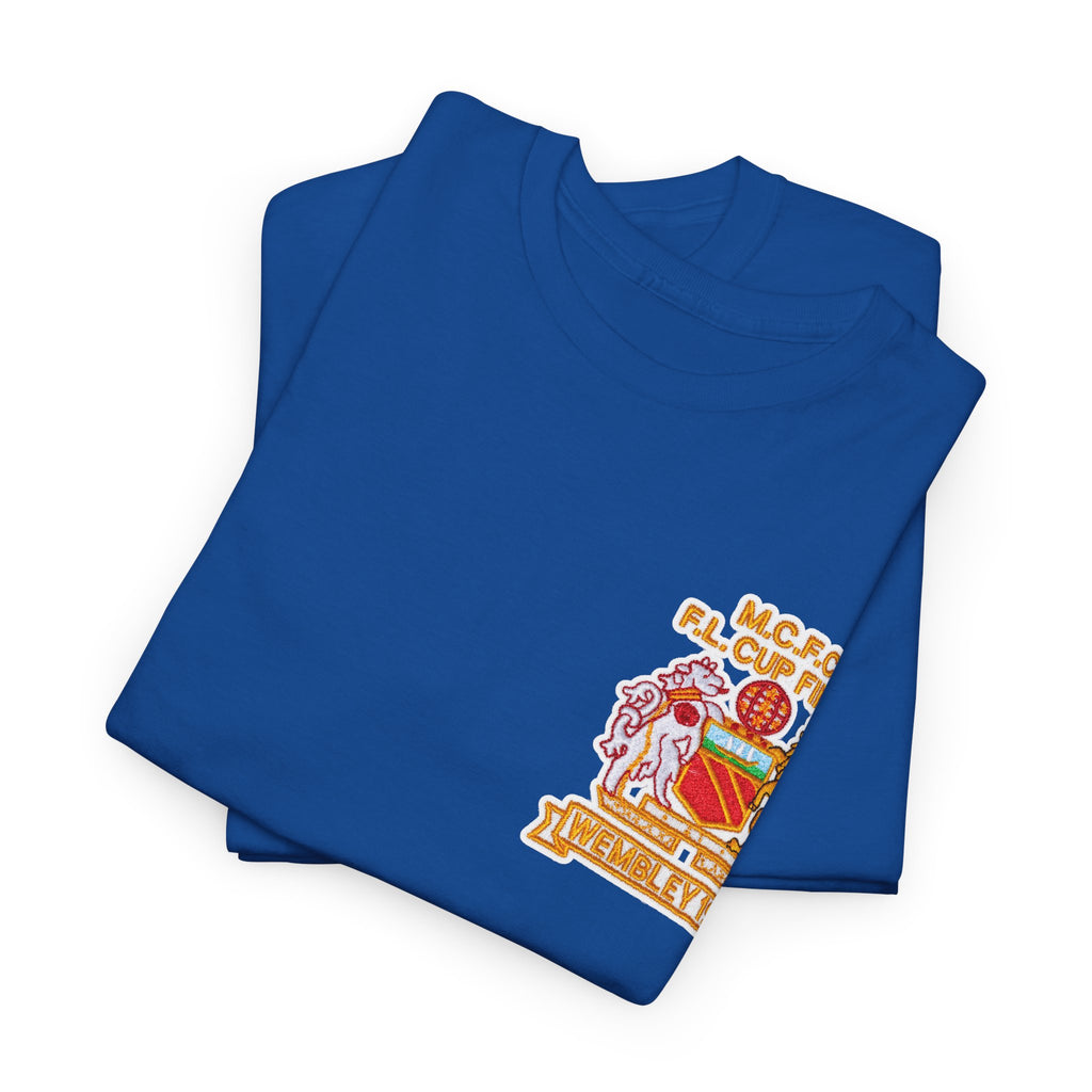 Manchester City 1976 League Cup Final Crest Cotton T‑Shirt — Vintage Football Fan Tee