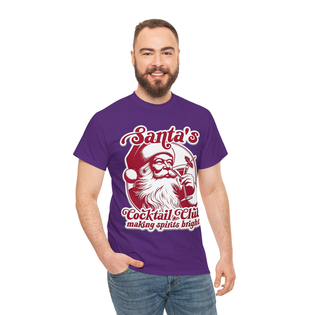 Santa’s Cocktail Club Tee — "Making Spirits Bright" Christmas Shirt