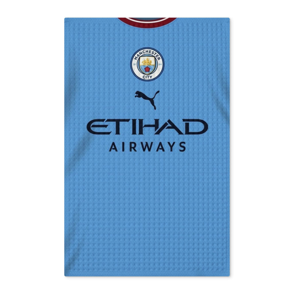 Manchester City Football Jersey Waffle Tea Towel — Double-Sided Etihad Design