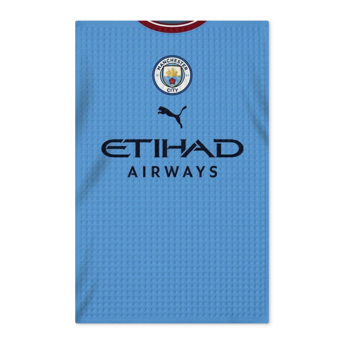 Manchester City Football Jersey Waffle Tea Towel — Double-Sided Etihad Design