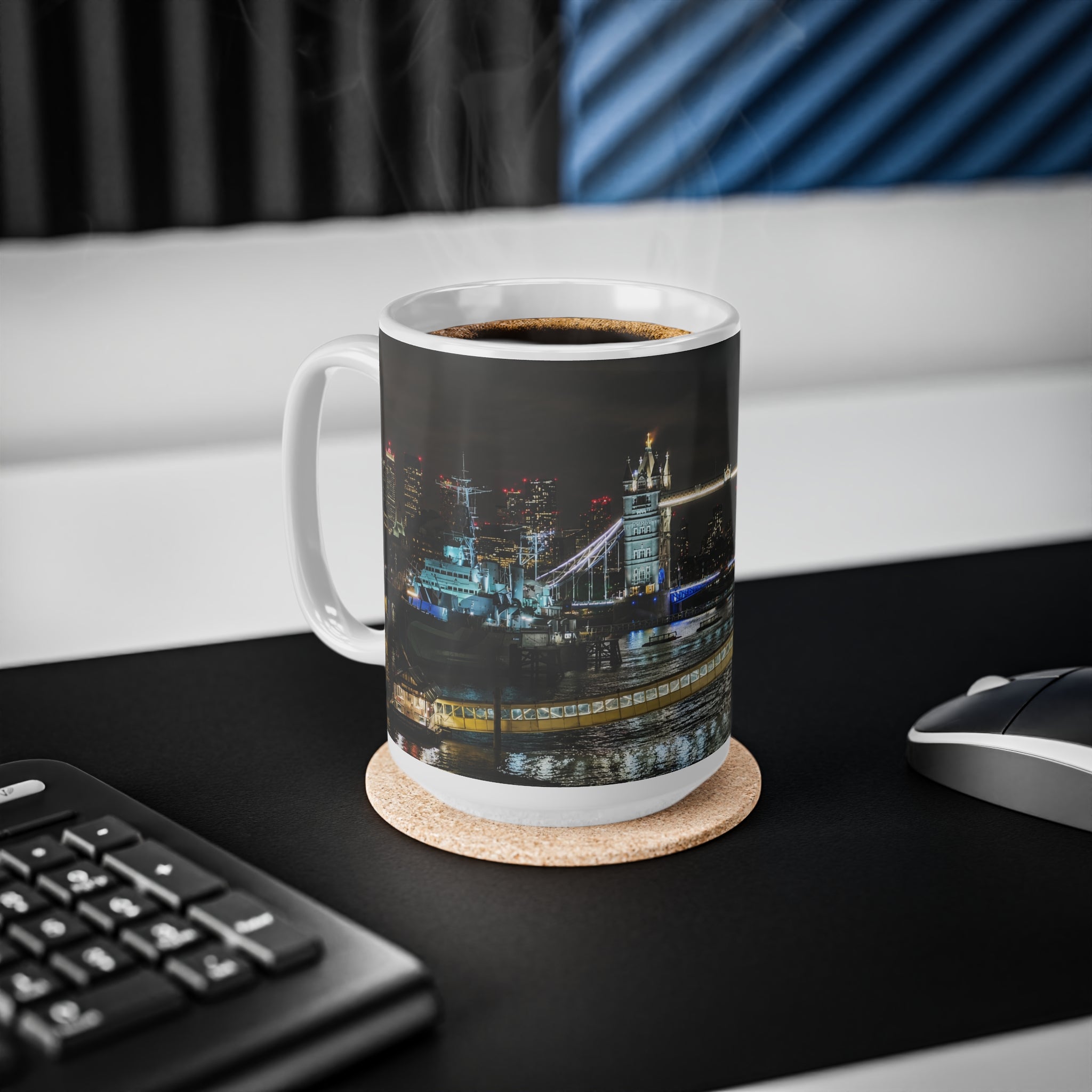 London Tower Bridge Nightscape Ceramic Mug — Tower Bridge Cityscape Coffee Cup (11oz & 15oz)