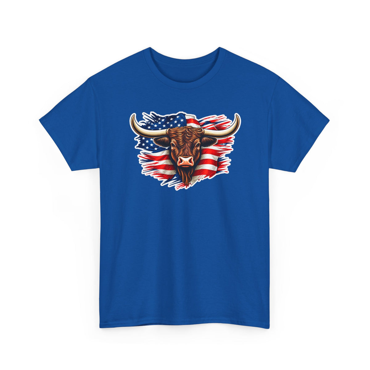 American Flag Bull Graphic Tee — Patriotic Cowboy Western T-Shirt