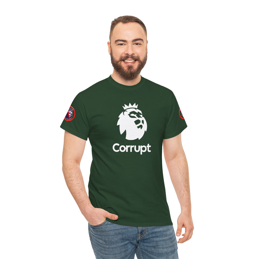 Premier League Corrupt Lion Cotton Tee — Satirical Graphic T-Shirt