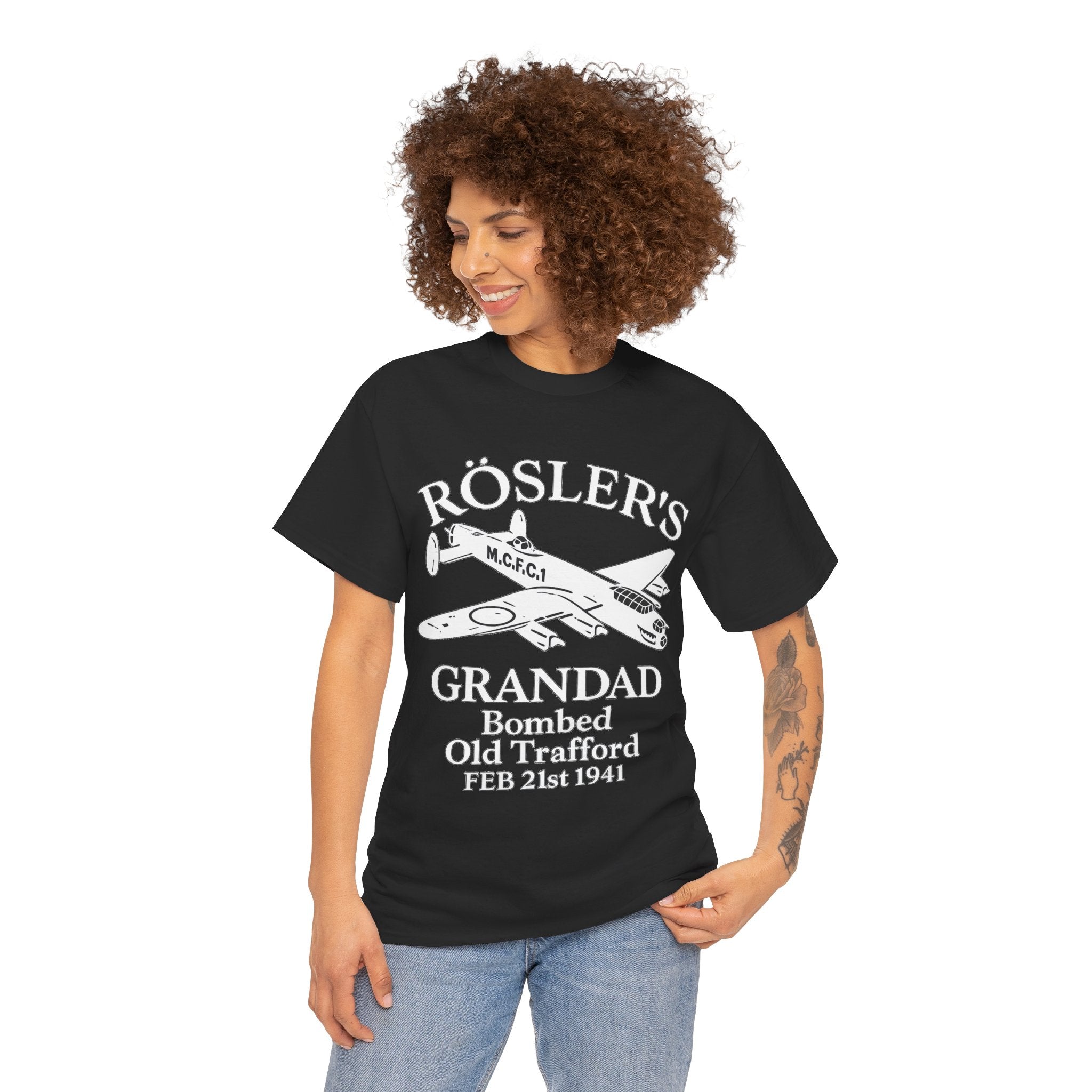 Rösler's Grandad Bombed Old Trafford Tee — WWII Tribute Military Plane Shirt (Feb 21, 1941)