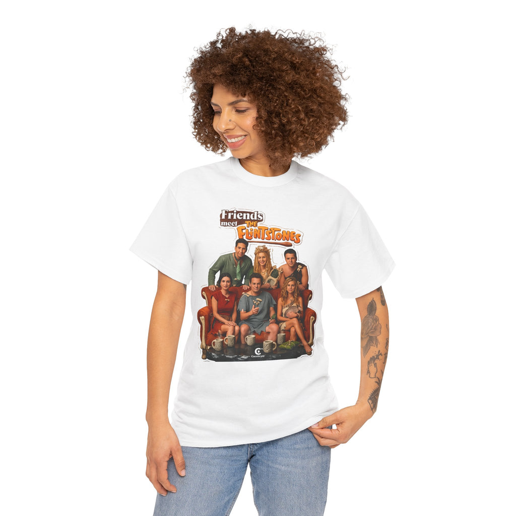 Friends meets the Flintstones TV Sitcom Cast Graphic Tee — 'Friends' Retro Couch Design