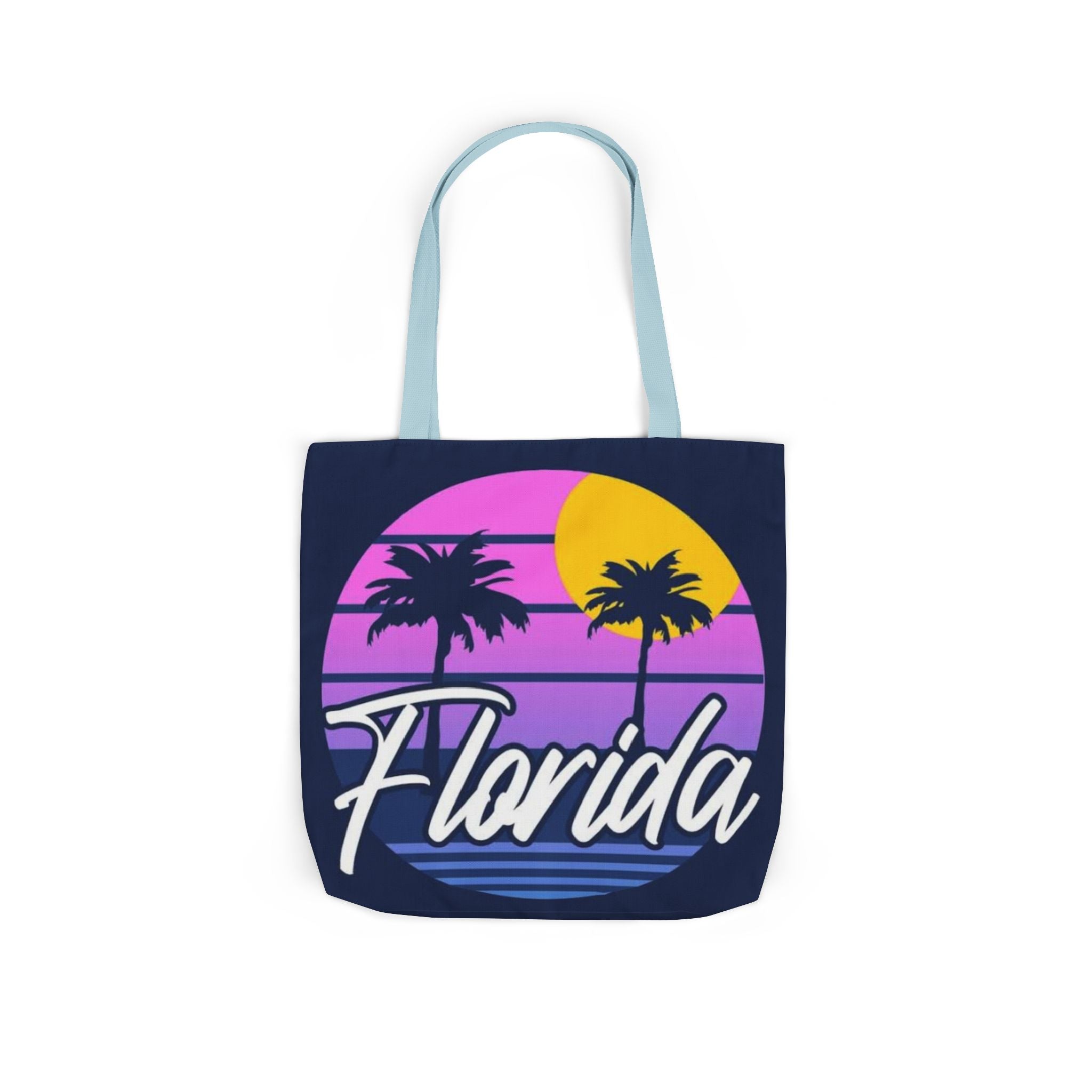 Florida Sunset Palm Tote Bag — Retro Beach Canvas Tote