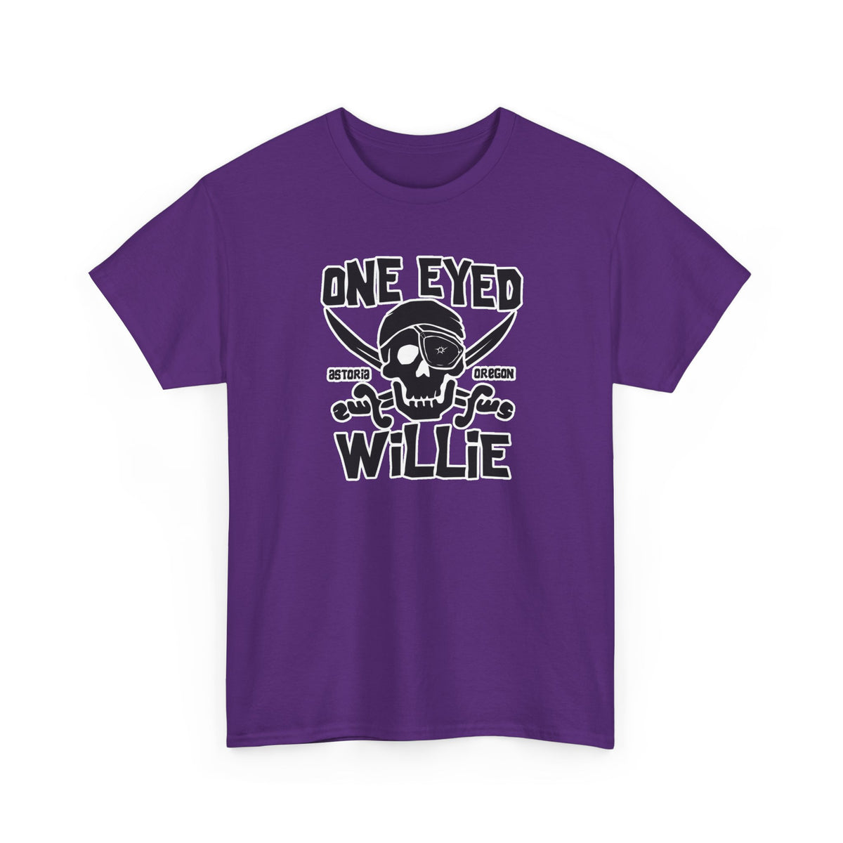 One Eyed Willie Pirate Skull Tee — Retro Nautical Adventure Graphic Shirt