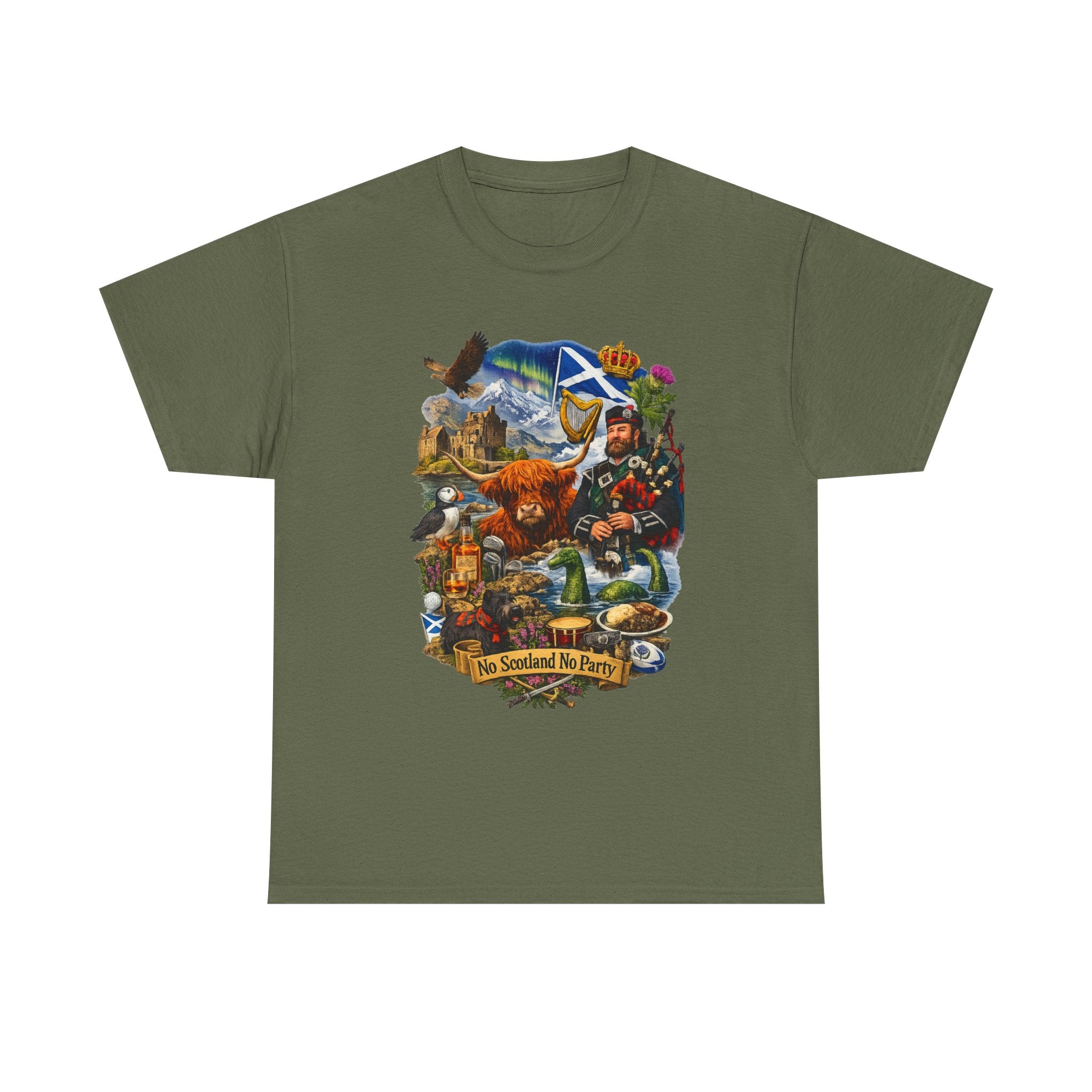 Scotland Collage T-Shirt — "No Scotland No Party" Scottish Heritage Tee