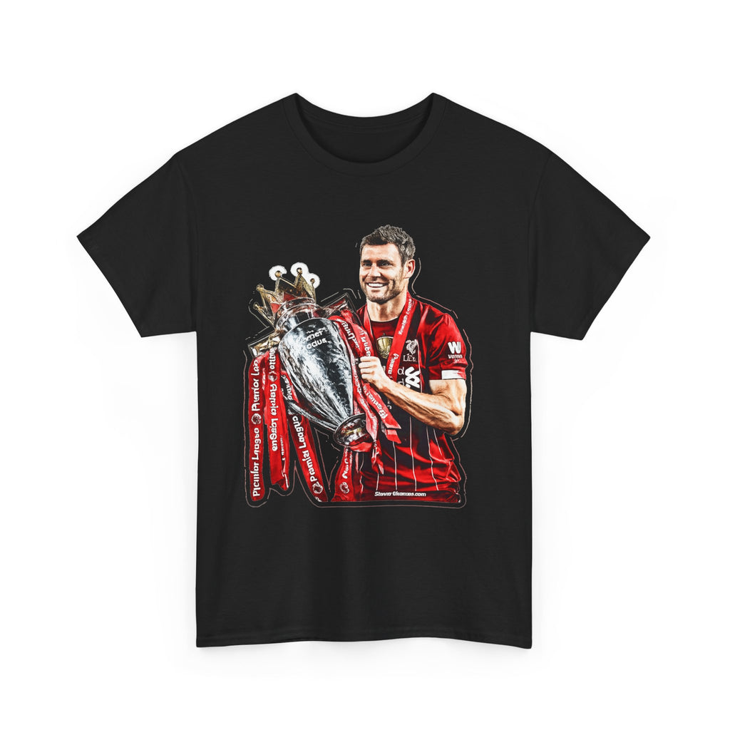 James Milner Liverpool Premier League Champion Trophy T-Shirt — Player Holding Premier Trophy