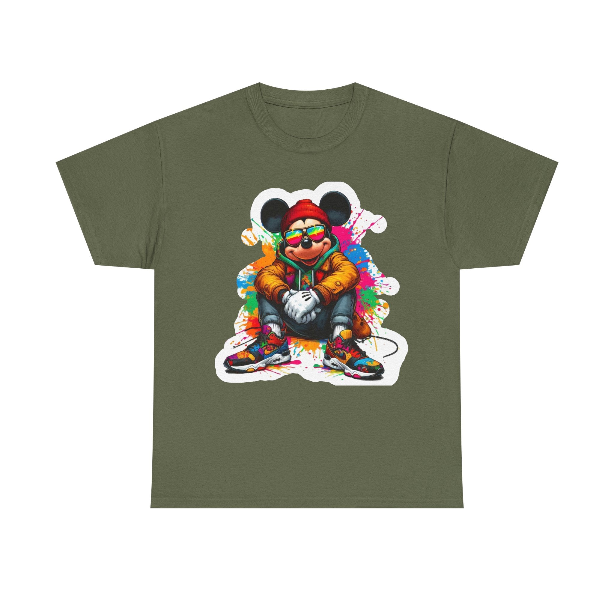 Streetwear Mouse Graphic Tee — Colorful Urban Hip-Hop Cartoon Shirt