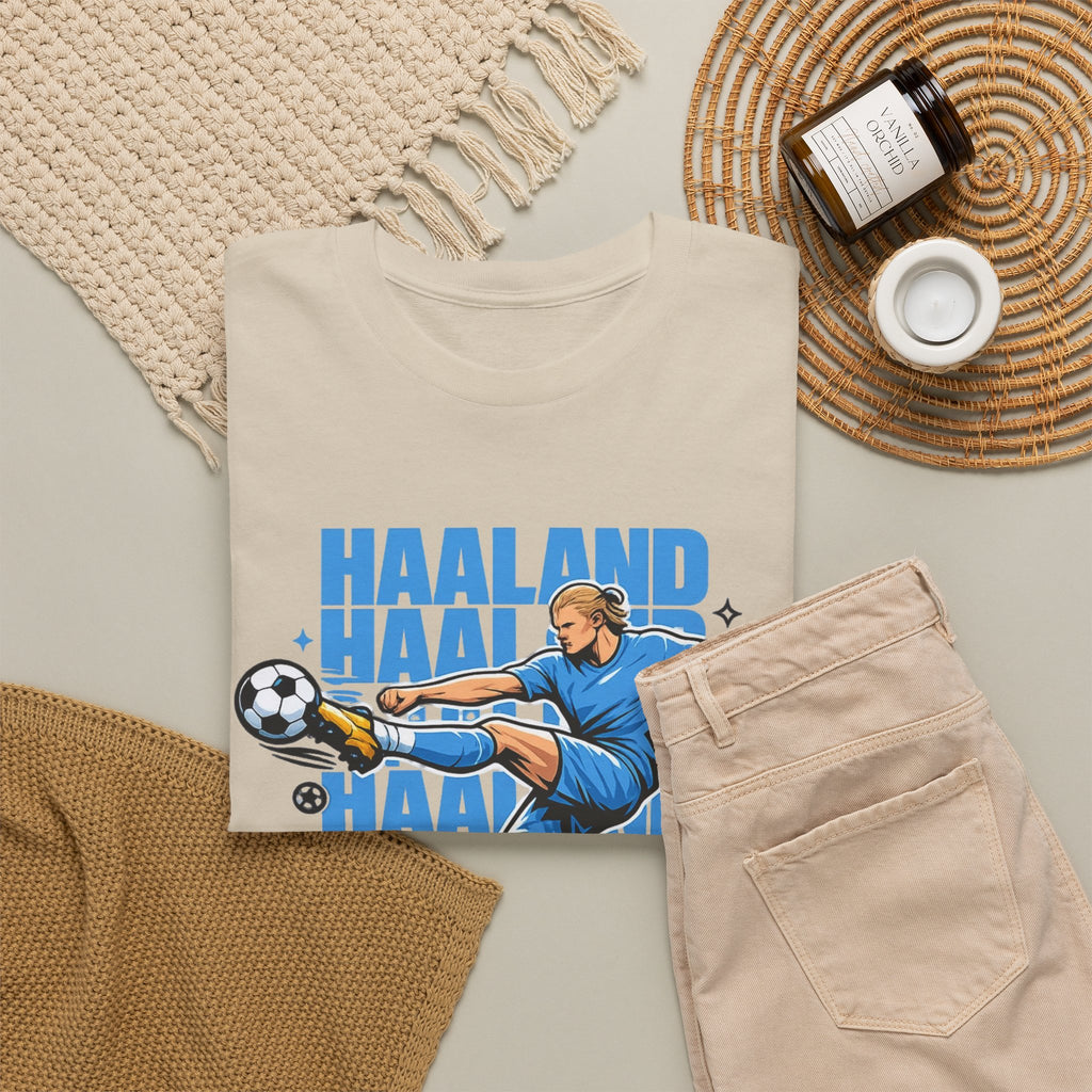 Haaland Manchester City Inspired Cotton T-Shirt — Striker Action Graphic Football Shirt