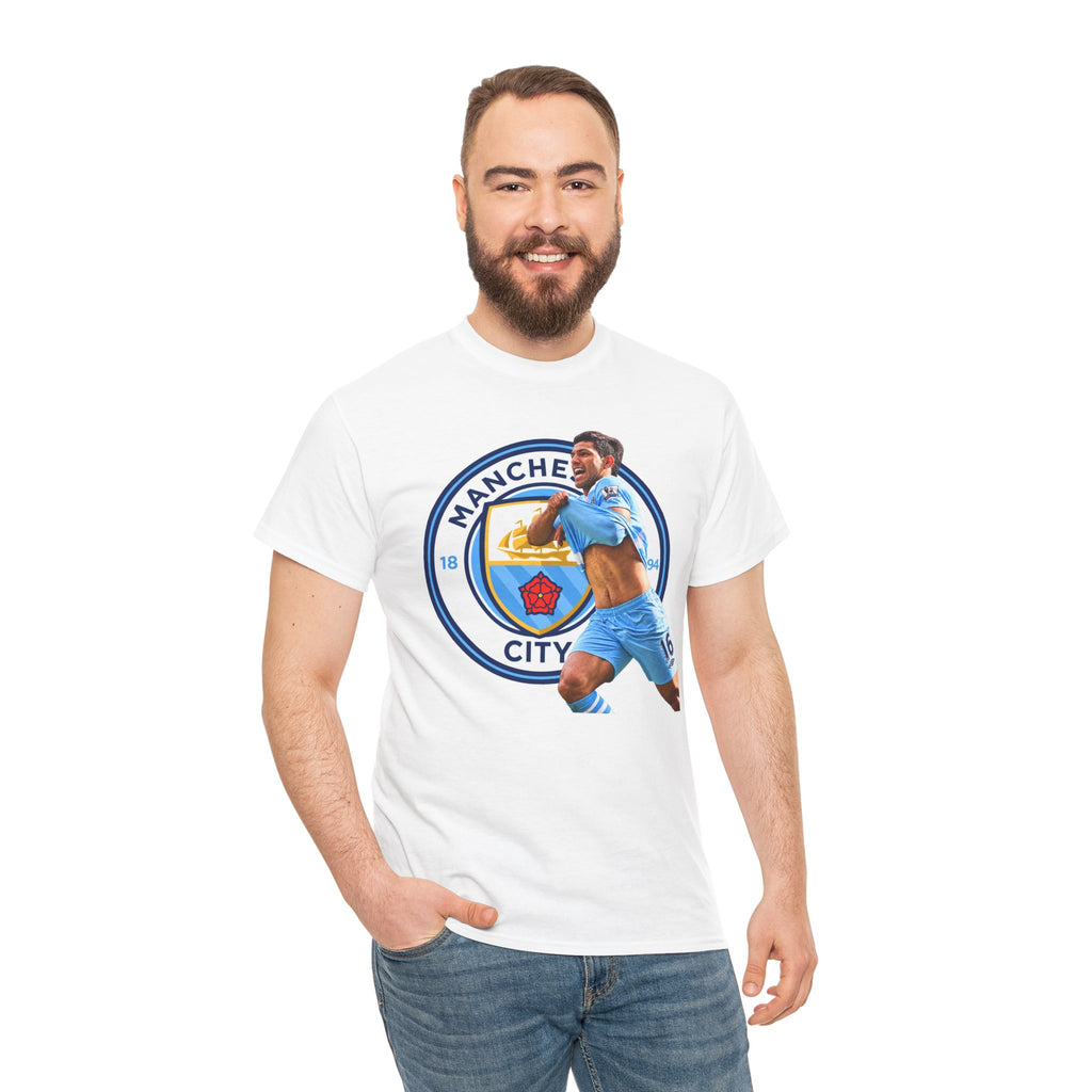 Sergio Aguero Manchester City Legend Soccer Tee — Player Celebration Graphic T-Shirt
