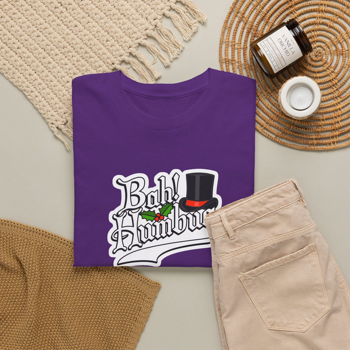 Bah Humbug Christmas Graphic Cotton T-Shirt / Tee