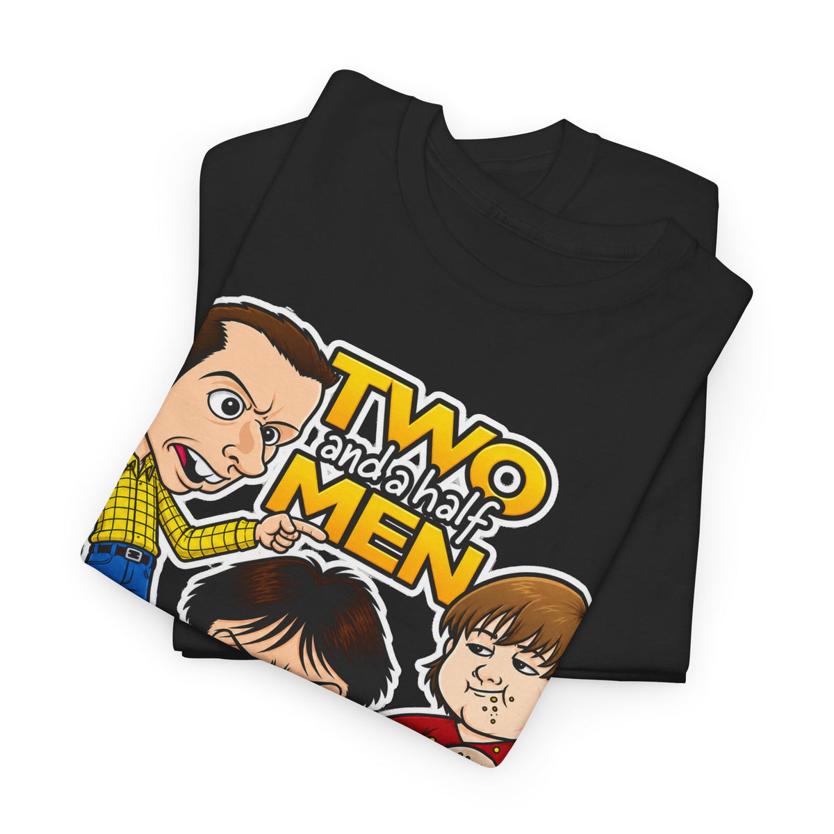 Two and a Half Men Inspired Cartoon Tee — Retro TV Comedy Graphic T-Shirt