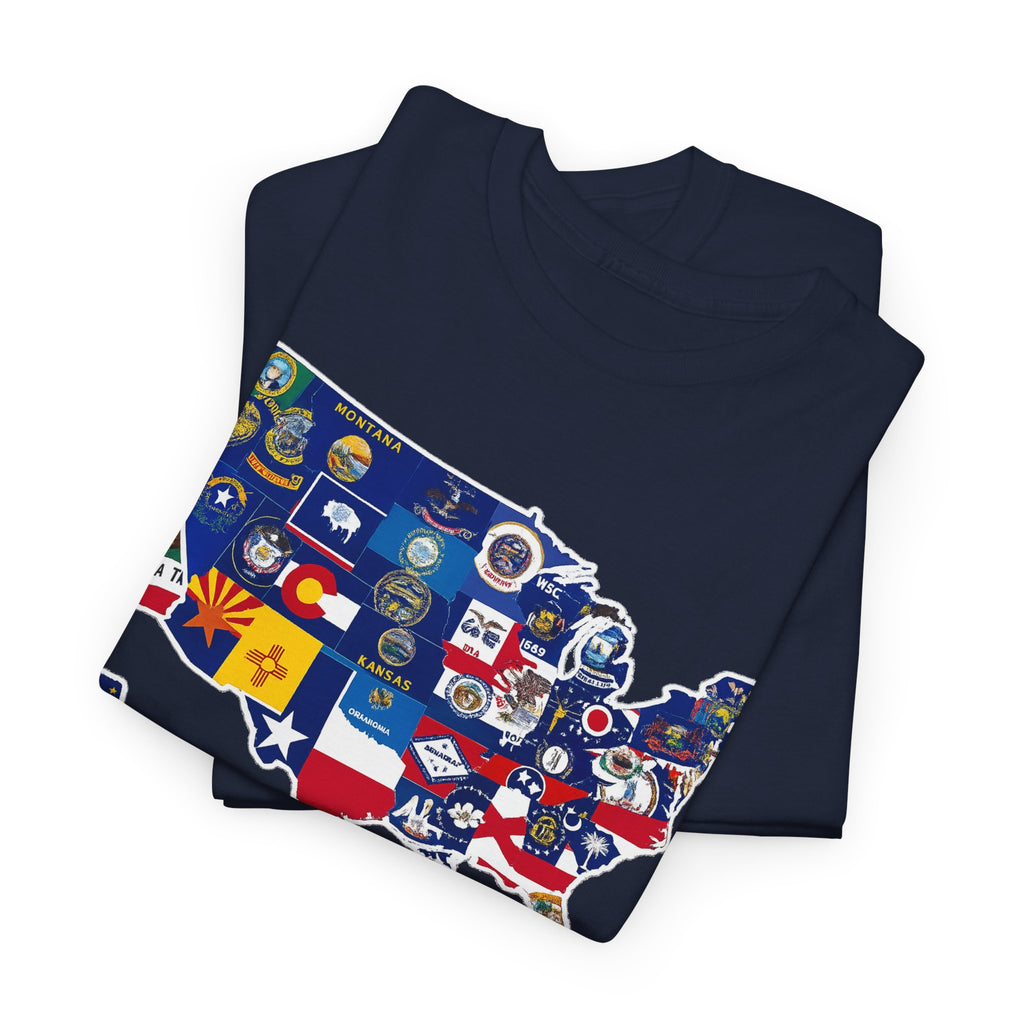 USA Map Flag T-Shirt — United States State Flag Map Tee