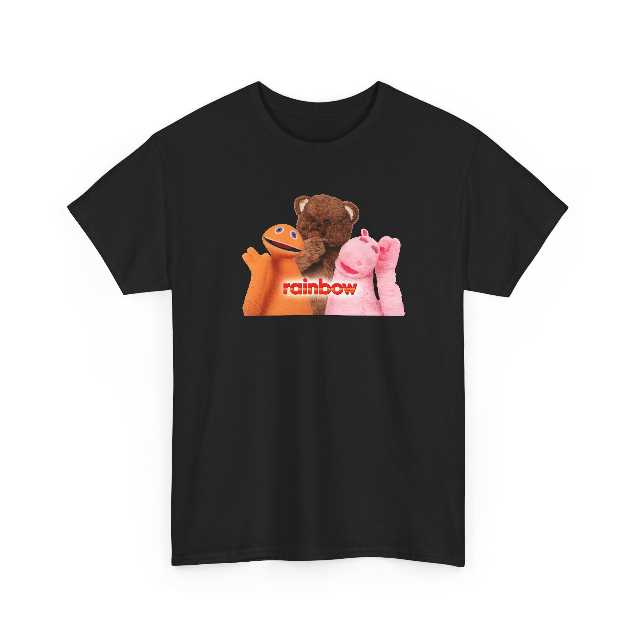 Rainbow Kids TV Zippy, George and Bungle Puppets T-Shirt — Cute Teddy & Hand Puppets Graphic Tee