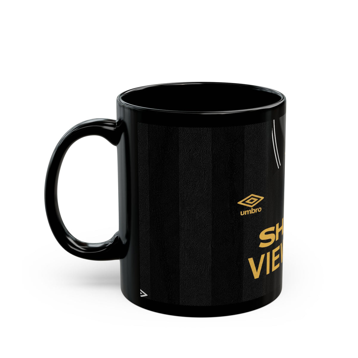 Retro Manchester United Sharp Viewcam Inspired Black Mug — Retro Football Jersey Design (11oz/15oz)