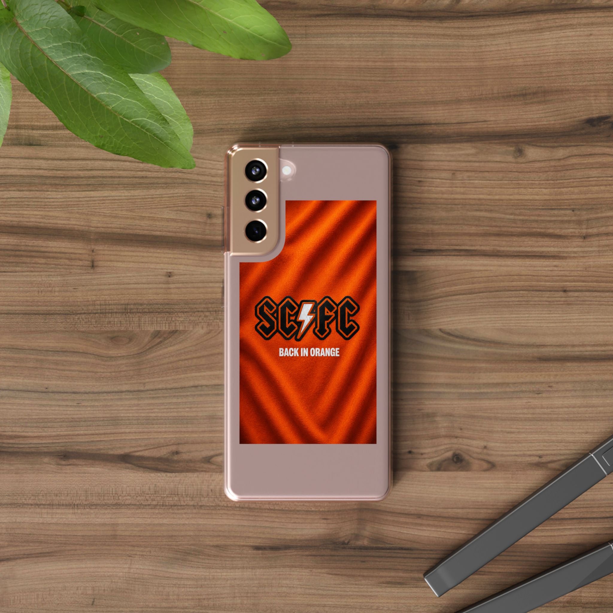 Salford CIty Inspired Phone Case — 'SCFC Back in Orange' Clear Protective Cover