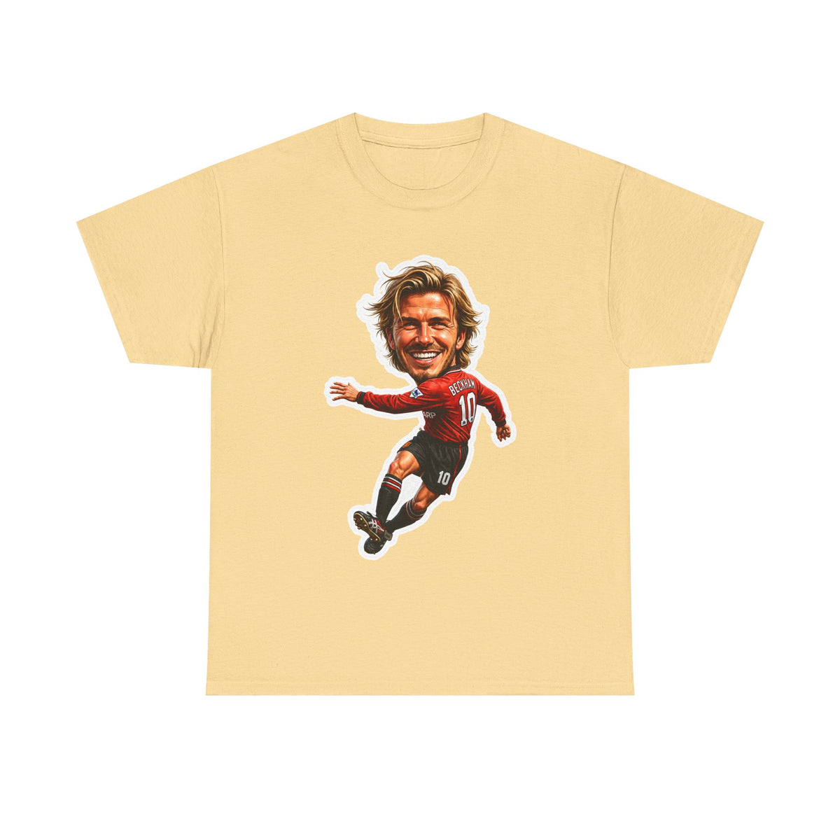 Beckham Caricature Cotton T-Shirt — Retro Football Player Graphic Tee