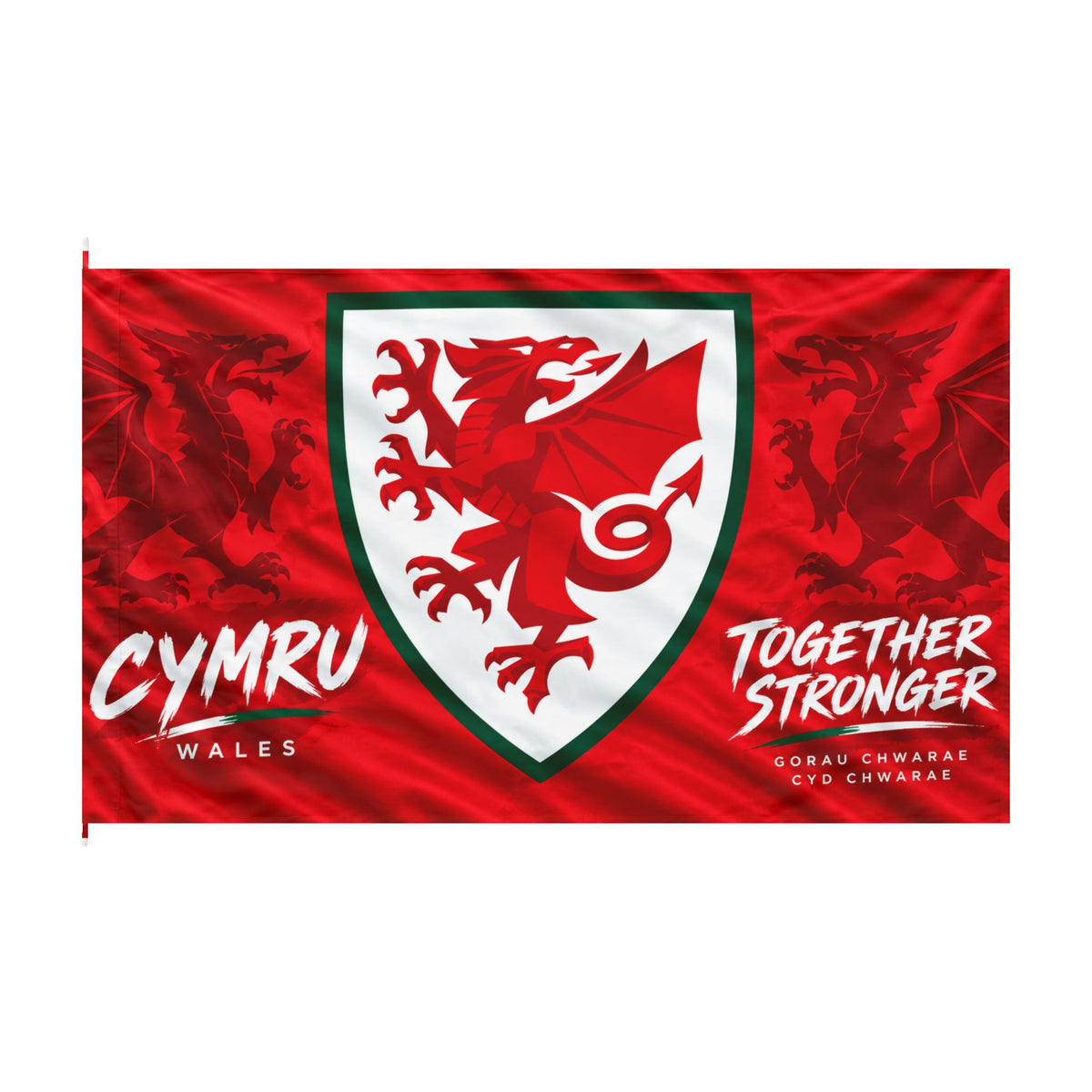 Wales Red Dragon Double-Sided Flag – "Cymru Together Stronger"