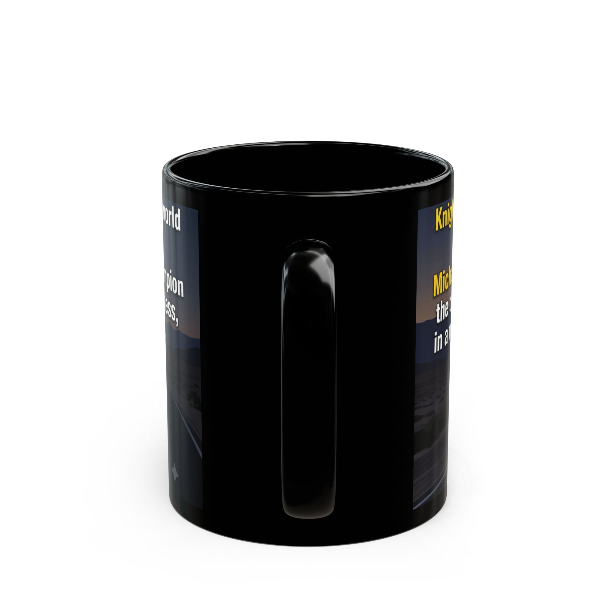 KITT Knight Rider Quote Black Mug — Retro Techno Car Coffee Cup (11oz/15oz)