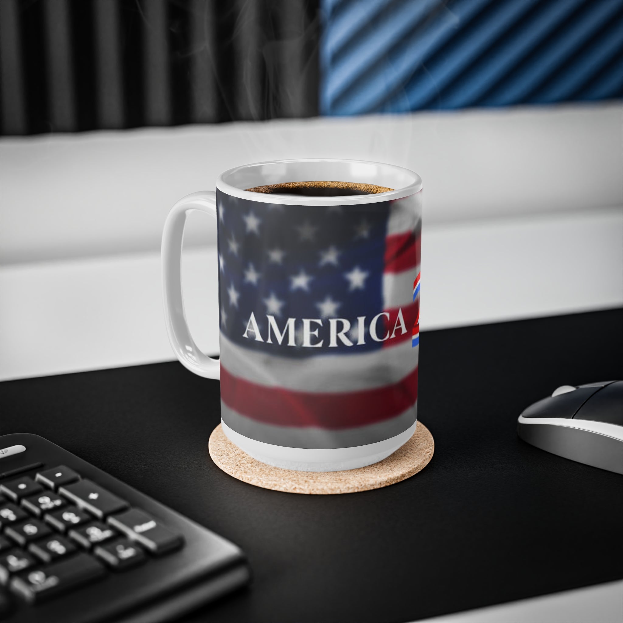 America 2024 Flag Coffee Mug — Patriotic 11oz & 15oz Ceramic Cup
