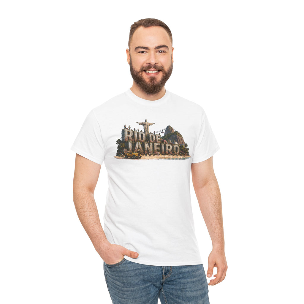 Rio de Janeiro Scenic T‑Shirt — Vintage Travel Tee with Christ the Redeemer Design