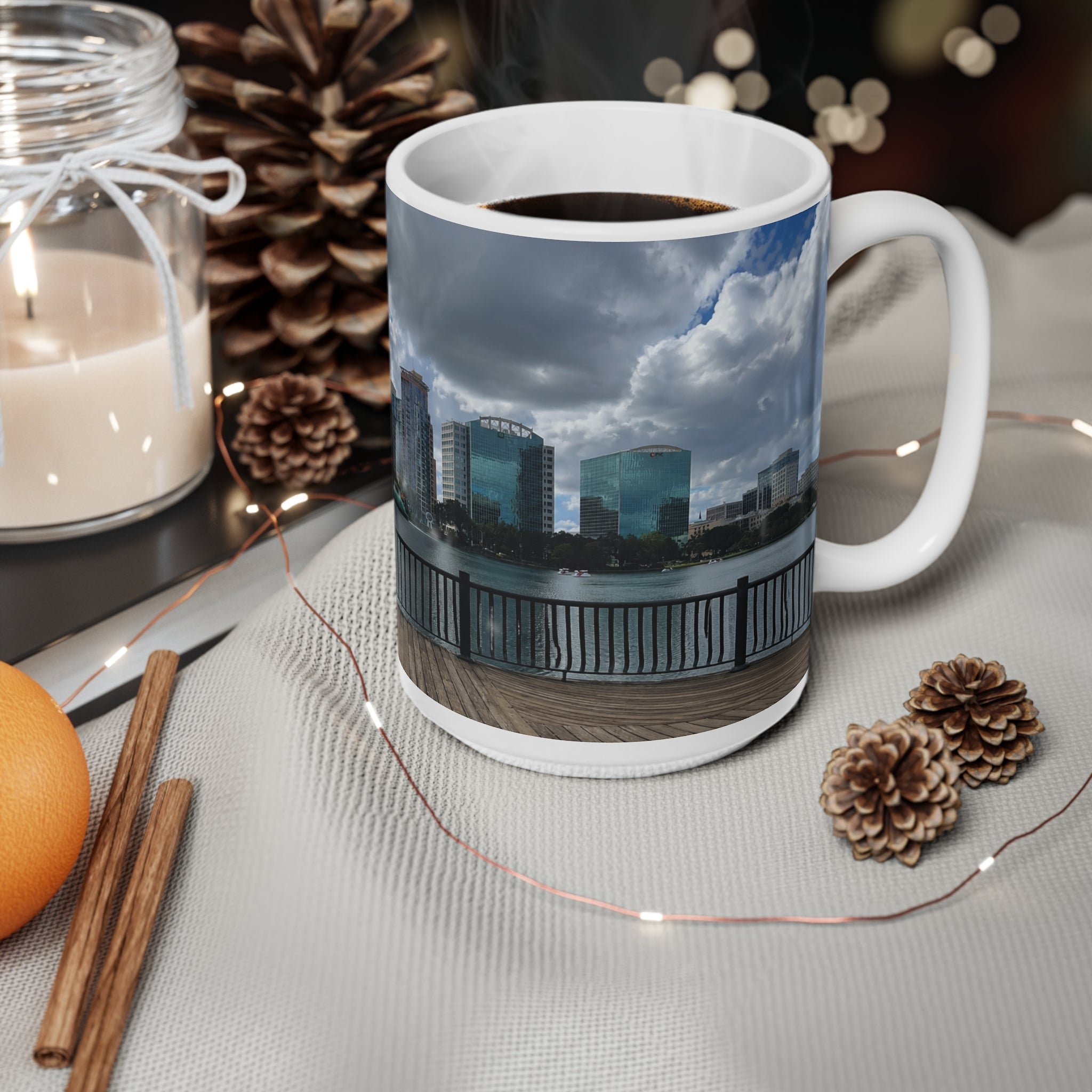 Orlando Lake Eola Waterfront Photo Mug – Scenic Lakefront Skyline Coffee Cup (11oz & 15oz)