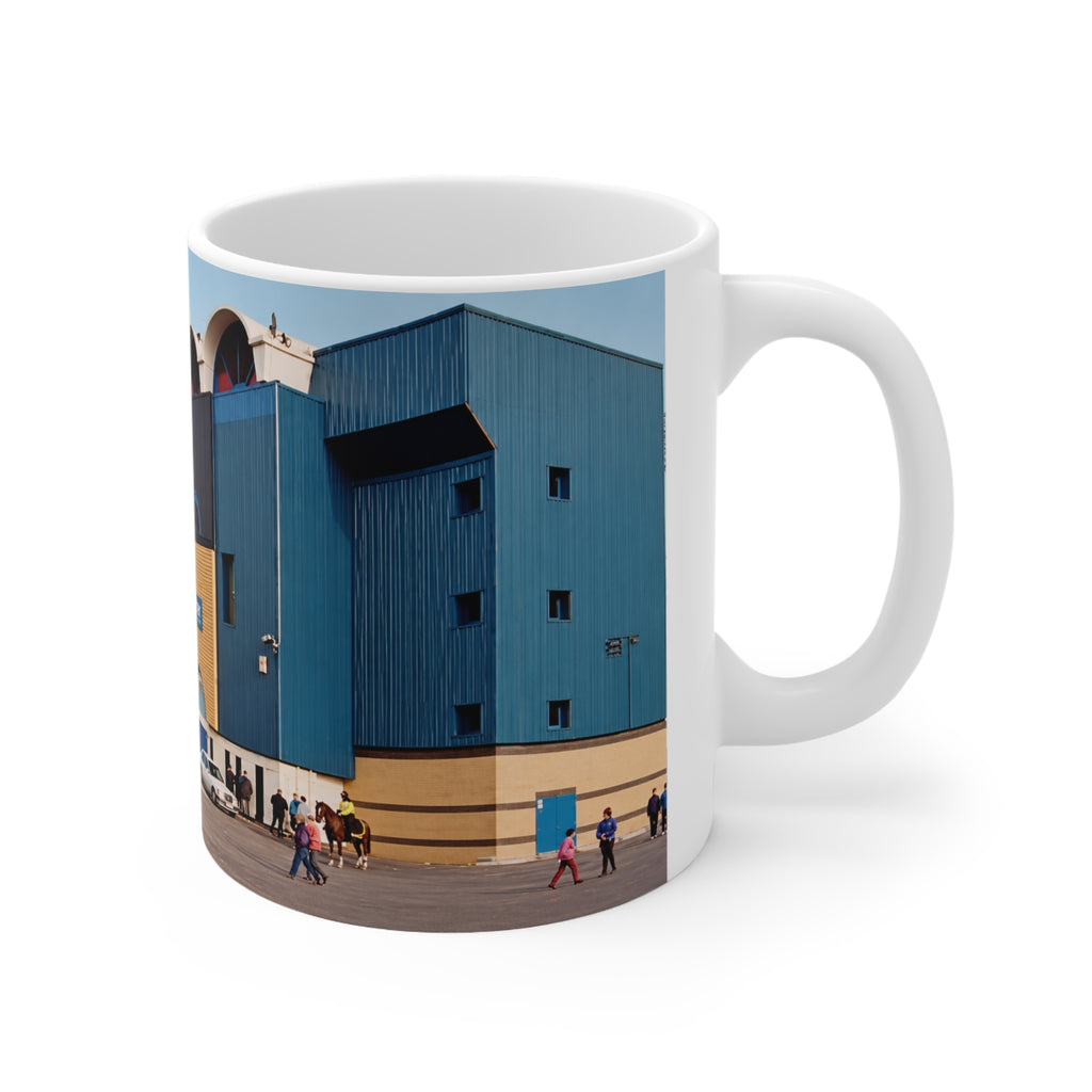 Manchester City Maine Road Main Stand Ceramic Coffee Mug — Vintage Blue Arena Photo (11oz & 15oz)
