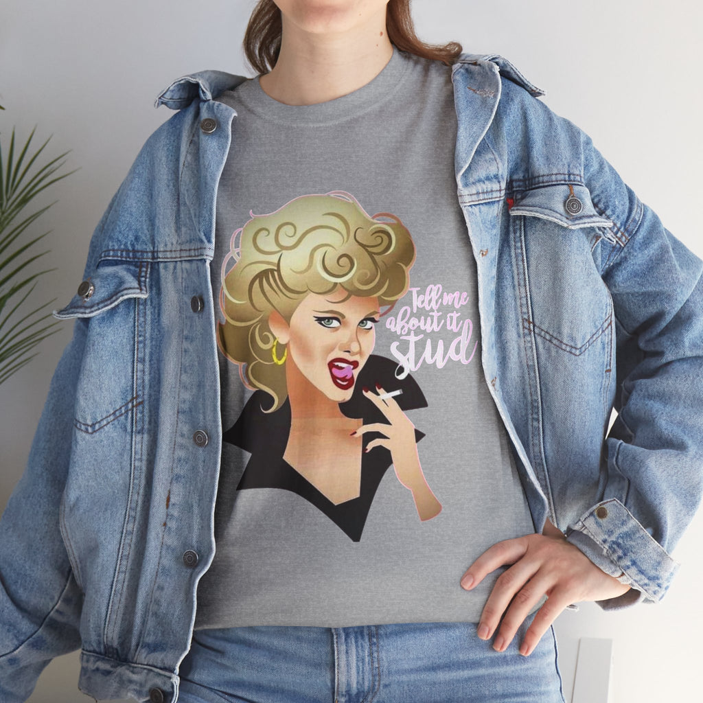 Retro Glam T‑Shirt — 'Tell Me About It, Stud' Vintage Pop Art Tee