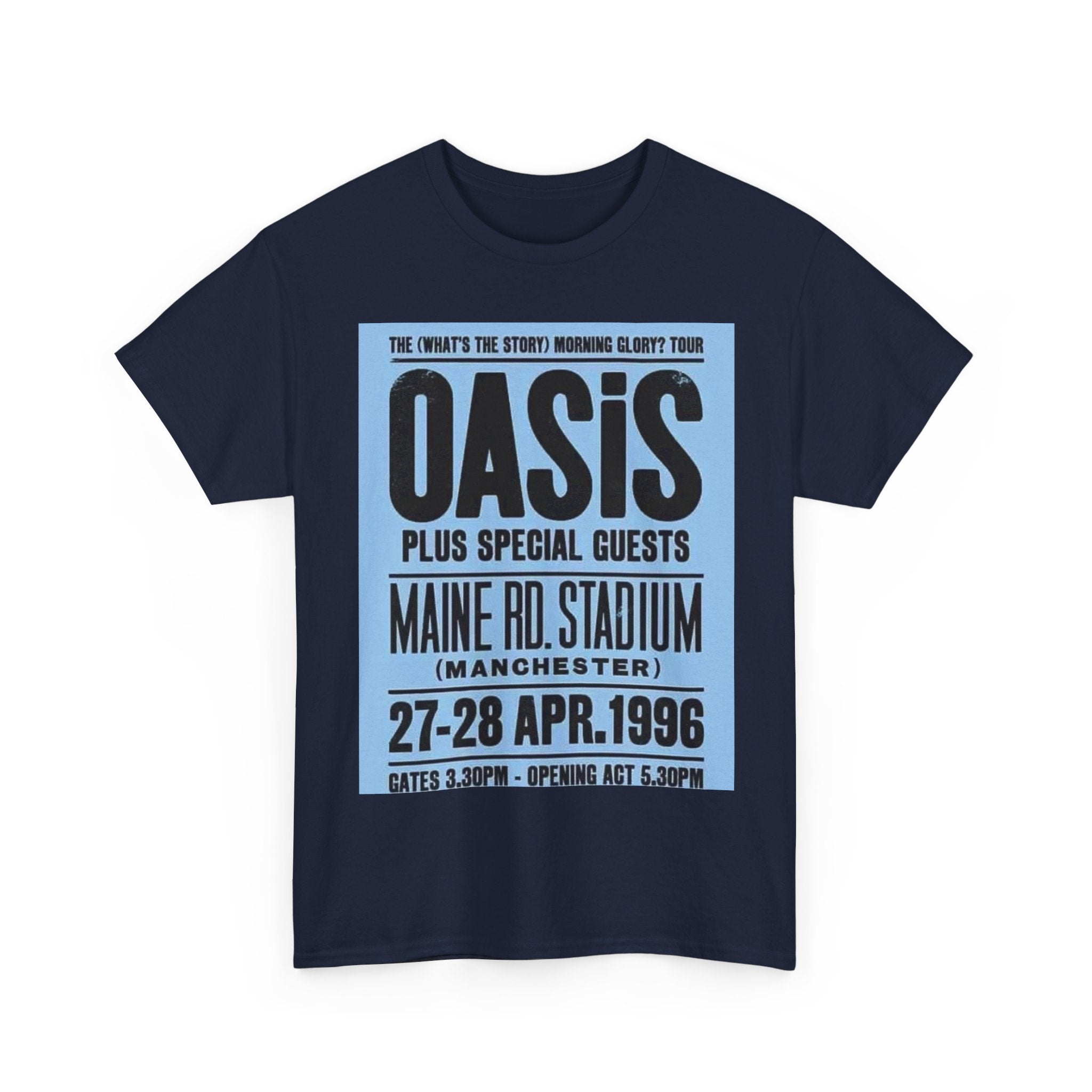 Oasis 1996 Maine Road Tour Poster T‑Shirt — Maine Rd. Stadium Concert Tee