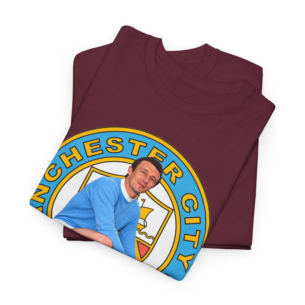 Mike Summerbee Manchester City Vintage Soccer Tee — Retro Player Crest Graphic