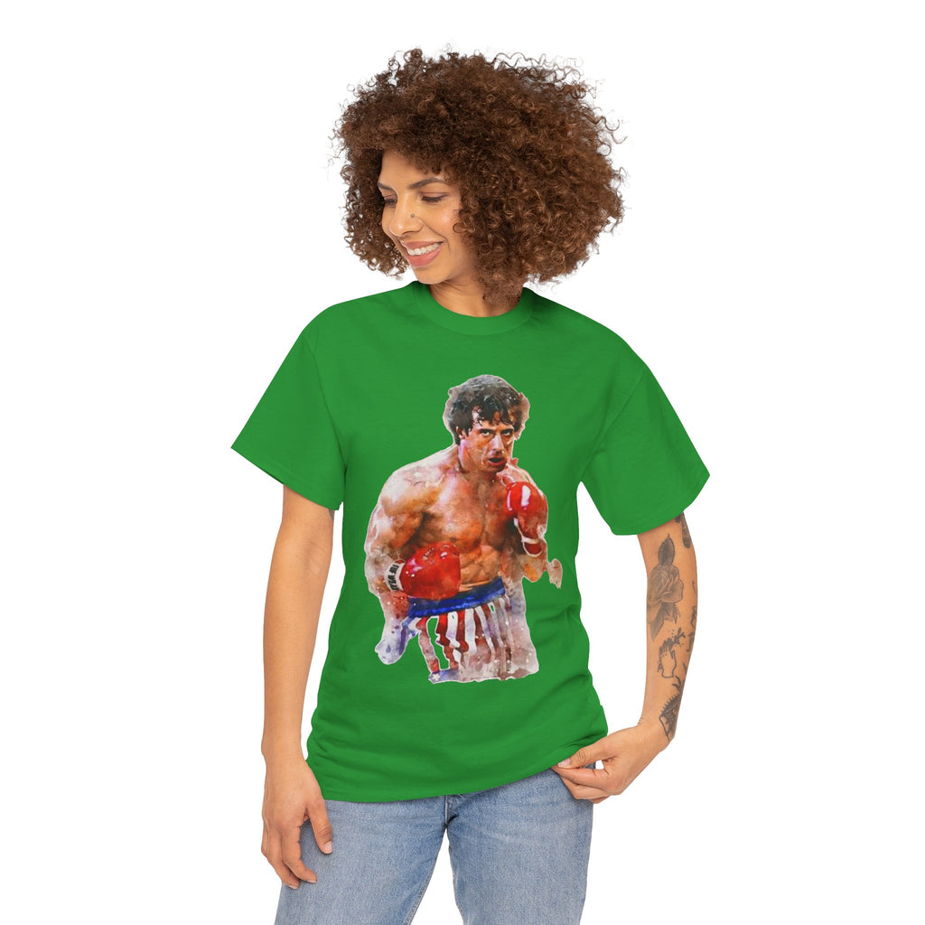 Boxer Rocky Painting T‑Shirt — Vintage American Flag Boxing Tee